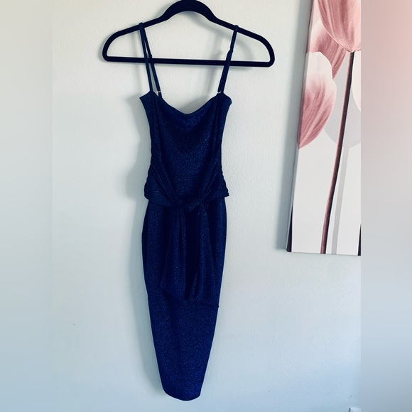 NWT! Nookie • Luna Midi Dress in Navy • Glitter Cocktail • XS • Retail $209 - Picture 9 of 16